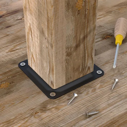 Miniatura 2 de Paquete de 4 conectores de placa de poste de madera de 4 x 4 pulgadas, base de poste de cubierta con recubrimiento en polvo, base de anclaje