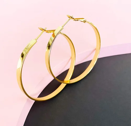 Miniatura 4 de Aretes de aro chapados en oro de 18 quilates, aretes redondos