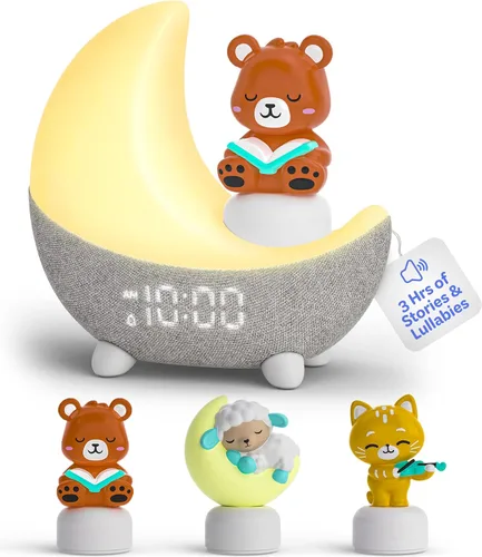 Move2Play, Máquina de Sonido Dozi | Más de 3 horas de contenido | Luz nocturna | Reloj despertador para niños pequeños y niños | Tranquilizador | Ok