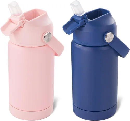 Miniatura 33 de Kerilyn - Botella de agua para niños, de acero inoxidable, con pajilla a prueba de fugas, con aislamiento térmico, libre de bisfenol A, unisex