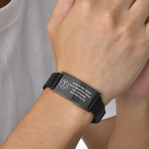Miniatura 49 de VNOX Pulsera de identificación de alerta médica para hombres y mujeres, pulseras de alerta médica con grabado personalizado para mujeres y hombres