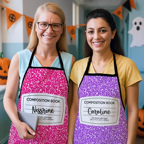 Miniatura 7 de BYFDIY Delantal de disfraces de Halloween para grupo, delantal de libro personalizado con nombre para profesor, regalo de fiesta de Halloween