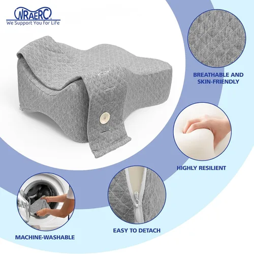 Miniatura 2 de WR - Almohada de rodilla para dormir de lado, almohada de espuma viscoelástica para dormir circulación sanguínea y elevar la alineación