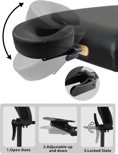 Miniatura 5 de TOROKOM Soporte ajustable para reposacabezas y almohada facial (color negro)
