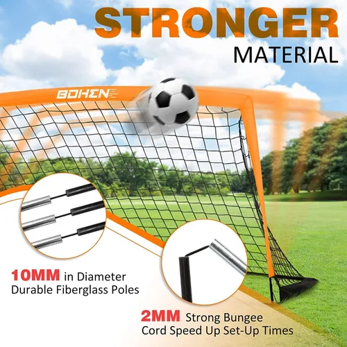 Miniatura 2 de BOHEN 6x4 FT Kids Soccer Goals with Carry Bag, Portable Folding Soccer Net for Backyard Training, Indoor/Outdoor Use for Youth and Adult