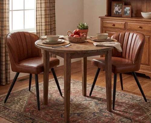 Miniatura 4 de EALSON Juego de 2 sillas de comedor modernas, asiento tapizado de piel sintética marrón con respaldo curvado y patas de metal, silla auxiliar sin PU