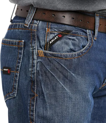 Miniatura 4 de Ariat FR M3 - Pantalones de mezclilla rectos apilables y holgados para hombre resistentes al fuego Flint