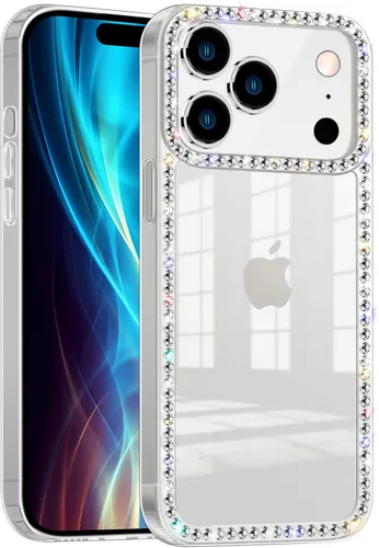 Miniatura 10 de Funda para iPhone 15, diseño de diamantes de imitación con purpurina, bonita para niñas y mujeres, con purpurina brillante y gemas de diseño