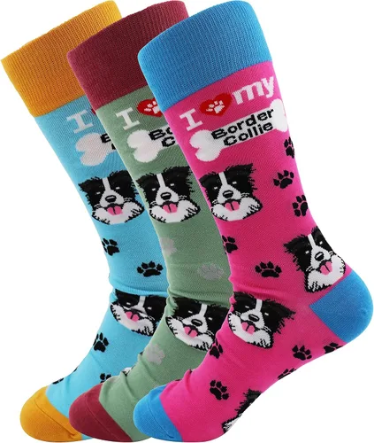 Sock Society I Love Dogs - Calcetines divertidos unisex para hombres y mujeres diseño casual paquete de 3