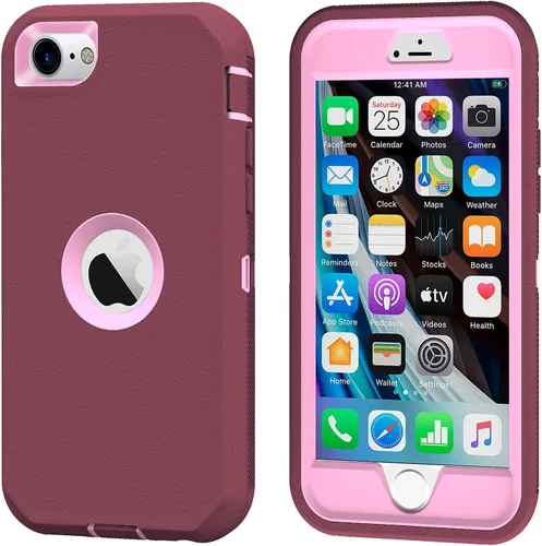 Miniatura 23 de Funda para iPhone 8 y iPhone 7, resistente, con función atril, protector de pantalla integrado, 4 en 1, fuerte y resistente a prueba de golpes