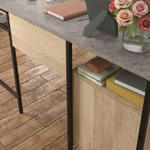 Miniatura 5 de Sauder Market Commons - Escritorio en L de madera y metal en roble Prime