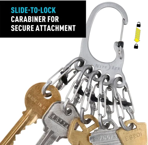 Miniatura 4 de Nite Ize Bigfoot Locker KeyRack - Soporte de acero inoxidable para coche, casa y otras llaves - Mosquetón con S-Biners - Capacidad para 15 llaves a
