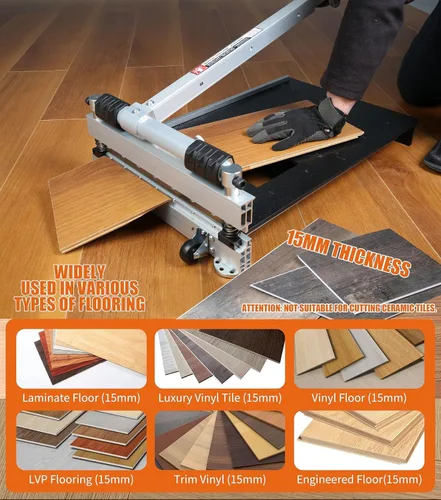 Miniatura 5 de CUTTEREX Heavy Duty 13" profesional cortador de piso de vinilo, pisos multicapa, parquet, paneles de pared de fibrocemento, base cóncava de goma