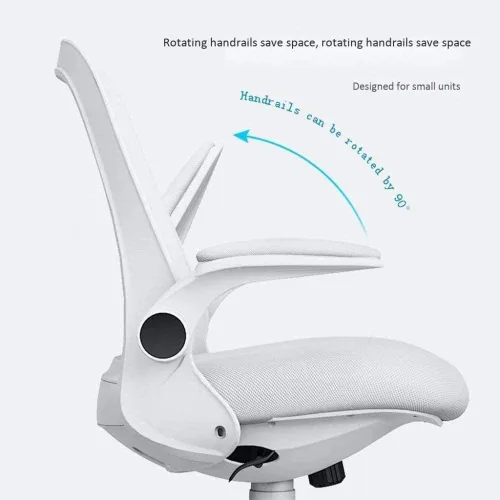 Miniatura 4 de Silla de oficina ergonómica de malla giratoria con respaldo medio para computadora con brazos abatibles (blanco)