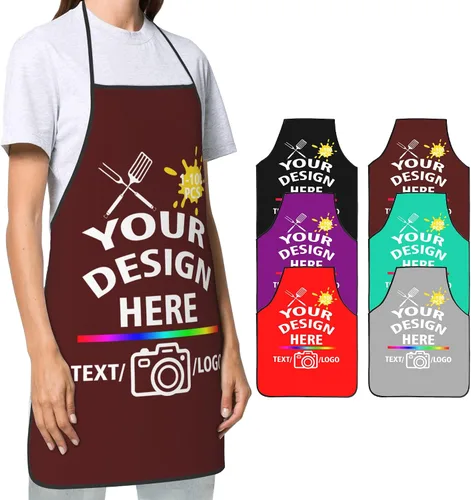Miniatura 8 de Delantal personalizado para mujeres y hombres, diseña tu divertido texto, logotipo, imagen, delantales de cocina, 1-100 piezas, chef personalizado