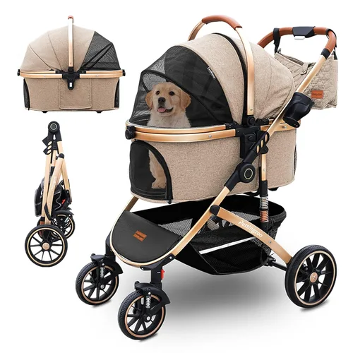 Miniatura 9 de Pettingzoo Cochecito para perros con 4 ruedas, cochecito plegable para gatos para perros pequeños/medianos/grandes y gatos hasta 60 libras