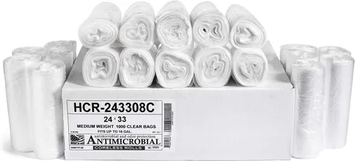 Miniatura 67 de Aluf Plastics Bolsas de basura de alta densidad, 10 galones, 1000 unidades, 6 micrones (eq), 24" x 24", transparentes, para baño, oficina
