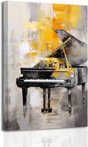 Miniatura 7 de BJYCHG Lienzo de piano para pared, estudio de música, decoración de habitación, instrumentos musicales, impresiones de imágenes retro abstractas
