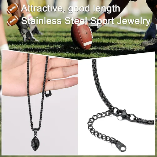 Miniatura 6 de ChainsPro Collar de bola para hombre, joyería deportiva, regalo de confirmación para amantes del fútbol, fútbol, béisbol, cadena de 22 + 2 pulgadas