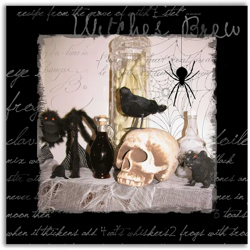 Miniatura 13 de Renditions Gallery Haunted House - Lienzo decorativo para pared de Halloween, 16 x 16 pulgadas