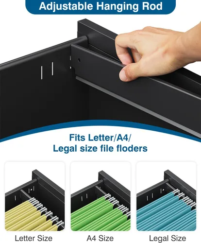 Miniatura 5 de PEUKC Archivador de 2 cajones con cerradura, archivador de metal debajo del escritorio para tamaño carta/legal/A4 para oficina en casa, archivadores