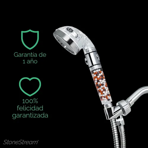 Miniatura 8 de Cabezal de ducha filtrado StoneStream original, cabezal de ducha de alta presión con suavizador de agua Eco Power con interruptor