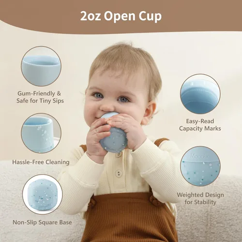 Miniatura 2 de Moonkie Tazas de silicona para bebés de 4 meses en adelante Pequeñas tazas de entrenamiento abiertas para bebés con confeti espolvoreado