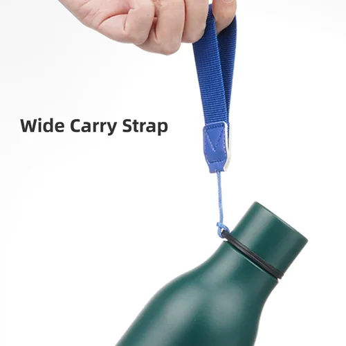 Miniatura 4 de Konokyo Botella de agua aislada con correa, botella de agua de acero inoxidable de 18 onzas de doble pared con aislamiento al vacío, frasco de Verde