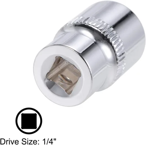 Miniatura 3 de uxcell Juego de 2 llaves de vaso de 1/4 pulgadas por 0.472 in de profundidad y poco profundas, Cr-V, 6 puntos, métrico