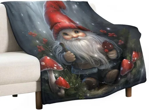 Miniatura 11 de Manta de Navidad de gnomo, manta de Navidad suave y cálida de 30 x 40 pulgadas, manta de franela cálida para cama, sofá, regalos para niños