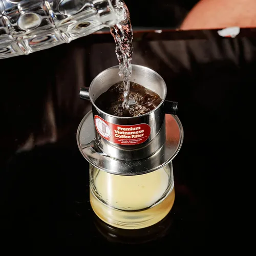 Miniatura 7 de Juego de filtros de café vietnamita También se le conoce como cafetera vietnamita o prensa extragrande, Acero inoxidable