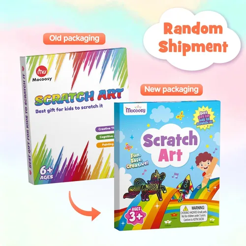 Miniatura 9 de Mocoosy 60 piezas de papel de arte de rayas arcoíris para niños, juego de papel mágico para rascar, suministros de arte y manualidades, almohadillas
