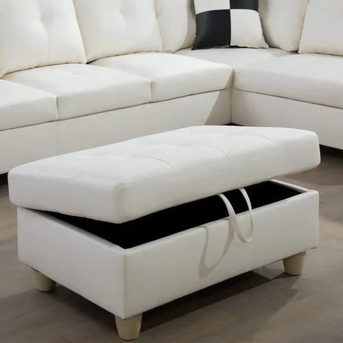 Miniatura 5 de Otomana de almacenamiento de cuero regenerado 37 x 24.5 x 16.5 pulgadas de alto para apartamento, casa, sala de estar, oficina (negro, otomano)