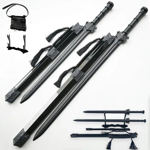 High Strength Polypropylen Plastic Sword Ancient Style Embroidery Spring Sword with Sheath for Practice and Training