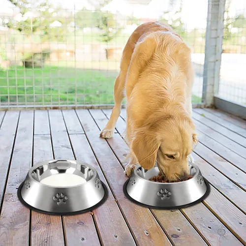 Miniatura 4 de YUDANSI 2 cuencos de acero inoxidable para perros, platos de alimentación para perros, cuencos de comida con base de goma, comedero para mascotas