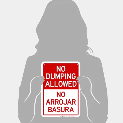 Miniatura 4 de No se permite el dumping No Arrojar Basura Bilingüe Sign, 10 x 7 pulgadas, aluminio 040 libre de óxido, fabricado en Estados Unidos por Sigo Signs
