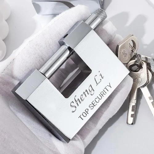 Miniatura 6 de Candado grande de acero inoxidable resistente con llave, candados de contenedores de envío de alta seguridad, bloqueo a prueba de cortador