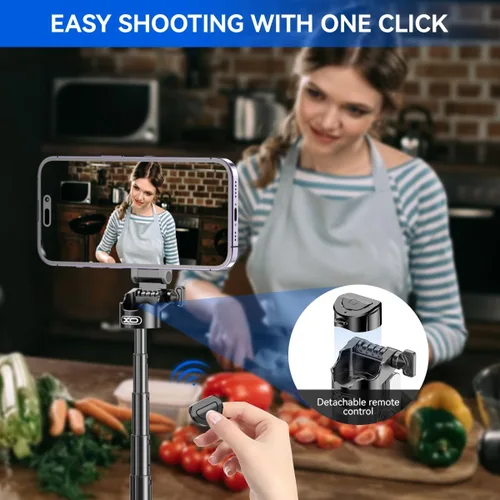 Miniatura 4 de Trípode magnético para iPhone con control remoto, palo selfie portátil 4 en 1 con soporte extensible, trípode de viaje para teléfono para iPhone 17