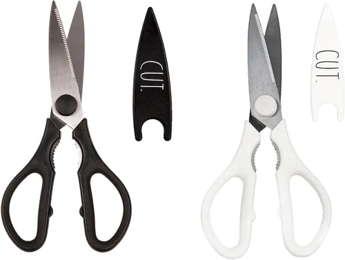 Rae Dunn Tijeras de cocina - Tijeras de cocina de acero inoxidable, tijeras de cocina para cortar carne, pollo, hierbas y productos con cubierta de