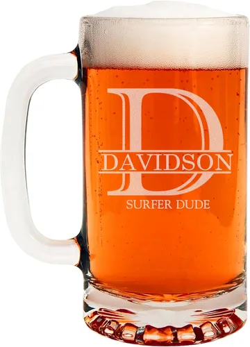 Miniatura 29 de Taza de cerveza de vidrio con monograma grabado de 16 onzas (letra B), regalos de cerveza personalizados de la A-Z para hombres, Día del Padre