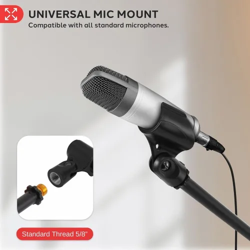 Miniatura 6 de Pyle Soporte de Micrófono Trípode Ajustable Universal - Par de Soportes Profesionales Compactos y Extensibles para Micrófono Boom de Estudio