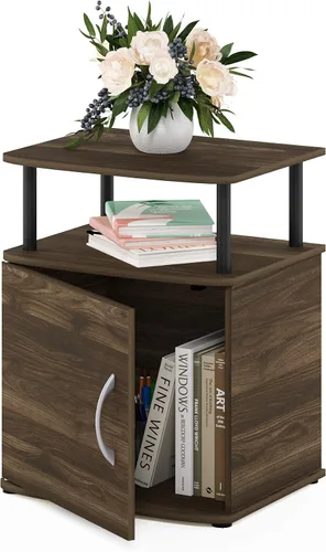 Miniatura 9 de Furinno Jaya - Mesita de noche con puerta, color ámbar y negro