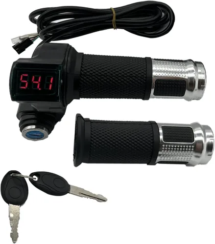 Miniatura 8 de 1 Par de Empuñaduras de Acelerador de Bicicleta Eléctrica, Manillar Giratorio Universal de Bicicleta Eléctrica Scooter con Pantalla LCD de Voltaje