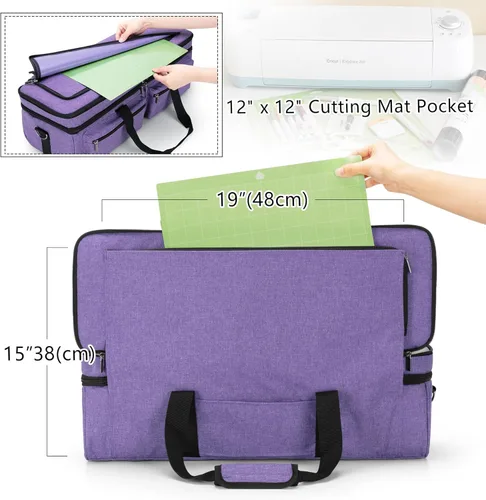 Miniatura 3 de LUXJA Bolsa de doble capa con bolsillo para alfombrilla de corte para Cricut Explore Air (Air2) y Maker, bolsa de transporte compatible con máquina