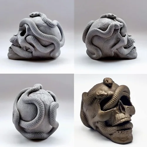 Miniatura 3 de Molde de jabón de vela de silicona con calavera de serpiente, moldes de caramelo de chocolate, moldes de arcilla de resina de yeso