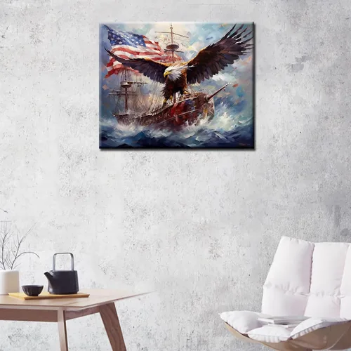 Miniatura 3 de Pintura al óleo colorida de animales para adultos y niños, pájaro volador, kits de pintura al óleo de bricolaje pintura del océano por número