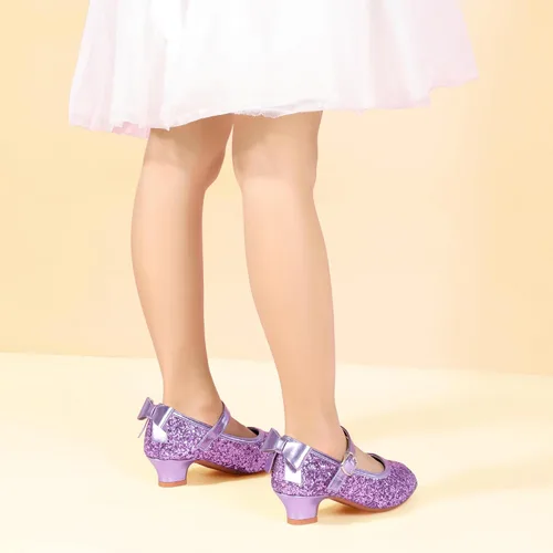 Miniatura 184 de PANDANINJIA Vestido de jada para niñas y niños pequeños, zapatos de princesa Mary Jane con tacones con lazo para fiesta, boda, boda