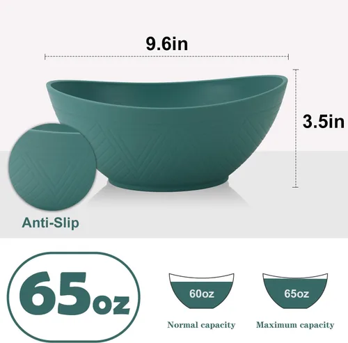 Miniatura 2 de PYRMONT Tazones de paja de trigo de 65 onzas – Cuencos grandes apilables para cereales y ensaladas, sin BPA, aptos para lavavajillas, microondas