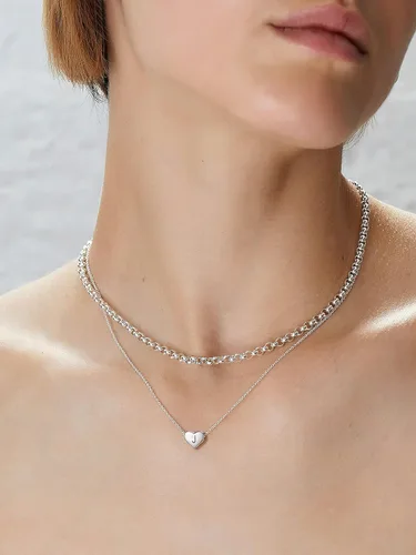 Miniatura 2 de SILVERCUTE Pequeños collares con inicial de plata de ley 925 con dije de letra A-Z para mujeres y niñas, gargantilla de corazón de 16 pulgadas + 2