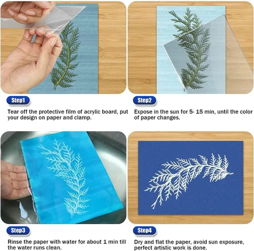 Miniatura 2 de 30 hojas de papel cianotipo, kit de papel de arte solar, papel de sol de alta sensibilidad, papel de dibujo solar, papel de impresión de naturaleza